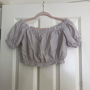 Off the shoulder striped crop top